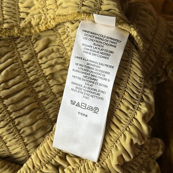 Anthropologie Puff Sleeve Crushed Velvet Smocked Blouse - Picture 6 of 8